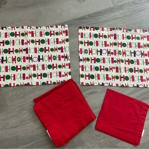 Festive Crate and Barrel holiday placemats- set includes 8 placemats and napkins